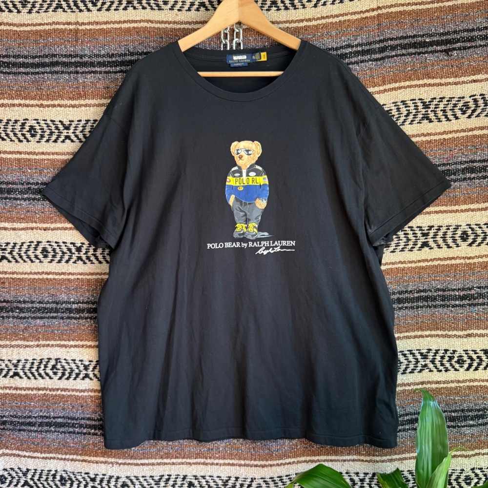 Polo Ralph Lauren Polo Bear Racing Graphic T-Shirt Mens XXL Black Classic Fit